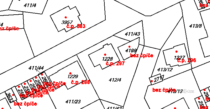 Horní Brána 297, Český Krumlov na parcele st. 1228 v KÚ Český Krumlov, Katastrální mapa