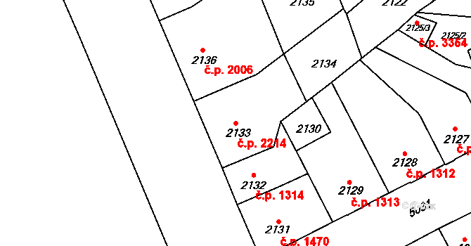 Přerov I-Město 2214, Přerov na parcele st. 2133 v KÚ Přerov, Katastrální mapa