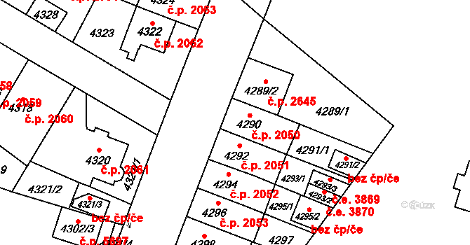 Jihlava 2050 na parcele st. 4290 v KÚ Jihlava, Katastrální mapa