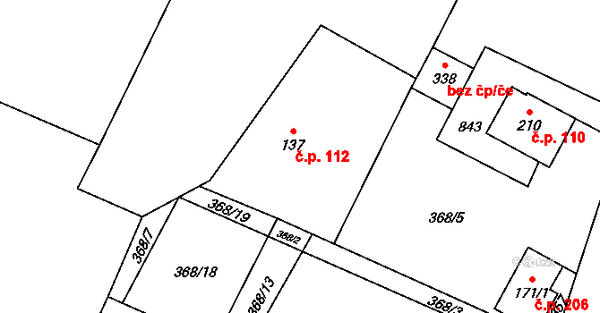 Karpentná 112, Třinec na parcele st. 137 v KÚ Karpentná, Katastrální mapa