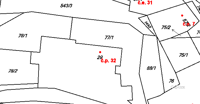 Drchlava 32, Chlum na parcele st. 29 v KÚ Drchlava, Katastrální mapa