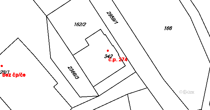 Heřmanice v Podještědí 274, Jablonné v Podještědí na parcele st. 342 v KÚ Heřmanice v Podještědí, Katastrální mapa