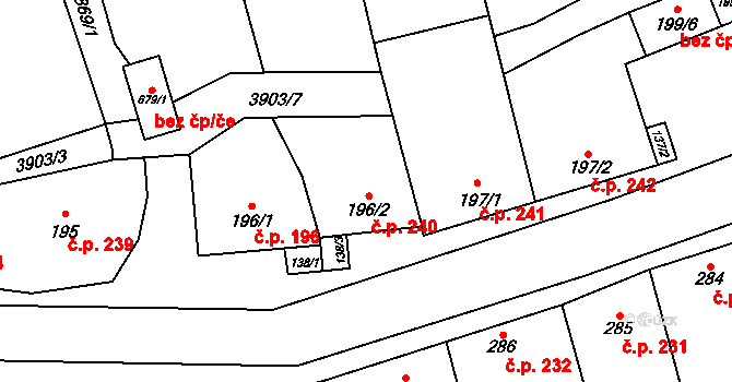 Lipov 240 na parcele st. 196/2 v KÚ Lipov, Katastrální mapa