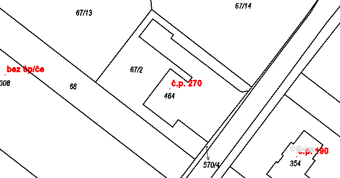 Trávník 270, Kroměříž na parcele st. 464 v KÚ Trávník, Katastrální mapa