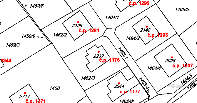 Lomnice nad Popelkou 1176 na parcele st. 2237 v KÚ Lomnice nad Popelkou, Katastrální mapa