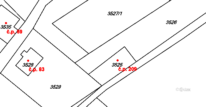 Podmoklice 209, Semily na parcele st. 3525 v KÚ Semily, Katastrální mapa