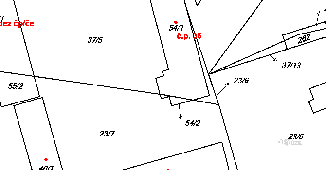Miřetice 36, Vacov na parcele st. 54/1 v KÚ Miřetice u Vacova, Katastrální mapa