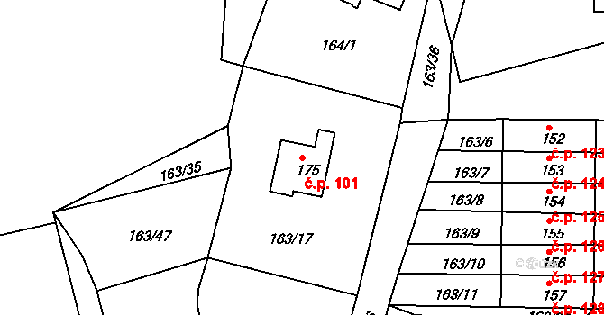Krasíkov 101 na parcele st. 175 v KÚ Krasíkov, Katastrální mapa