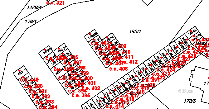 Klášterec nad Ohří 407 na parcele st. 180/32 v KÚ Klášterec nad Ohří, Katastrální mapa