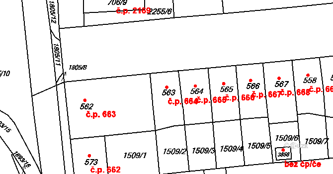Předměstí 664, Svitavy na parcele st. 563 v KÚ Svitavy-předměstí, Katastrální mapa
