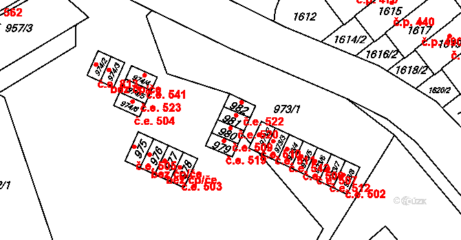 Medlánky 520, Brno na parcele st. 981 v KÚ Medlánky, Katastrální mapa