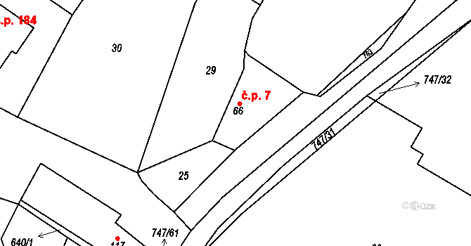 Chlumín 7 na parcele st. 66 v KÚ Chlumín, Katastrální mapa
