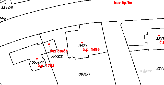 Dejvice 1493, Praha na parcele st. 3971 v KÚ Dejvice, Katastrální mapa