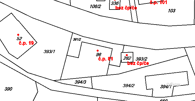 Volanov 81, Trutnov na parcele st. 96 v KÚ Volanov, Katastrální mapa