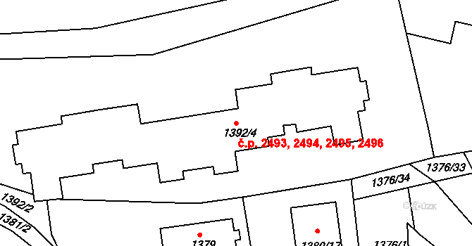 Česká Lípa 2493,2494,2495,2496 na parcele st. 1392/4 v KÚ Česká Lípa, Katastrální mapa