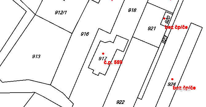 Jaktař 559, Opava na parcele st. 917 v KÚ Jaktař, Katastrální mapa