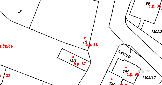 Krpy 68, Kropáčova Vrutice na parcele st. 16 v KÚ Krpy, Katastrální mapa