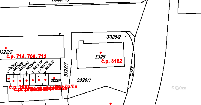 Přerov I-Město 3152, Přerov na parcele st. 3325 v KÚ Přerov, Katastrální mapa