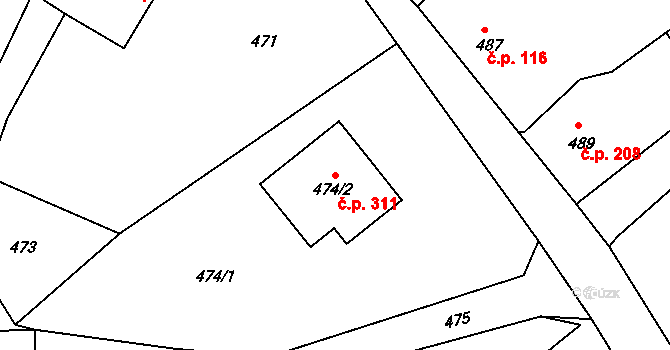Loučná 311, Hrádek nad Nisou na parcele st. 474/2 v KÚ Loučná, Katastrální mapa