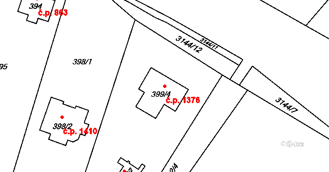 Horní Suchá 1376 na parcele st. 399/4 v KÚ Horní Suchá, Katastrální mapa