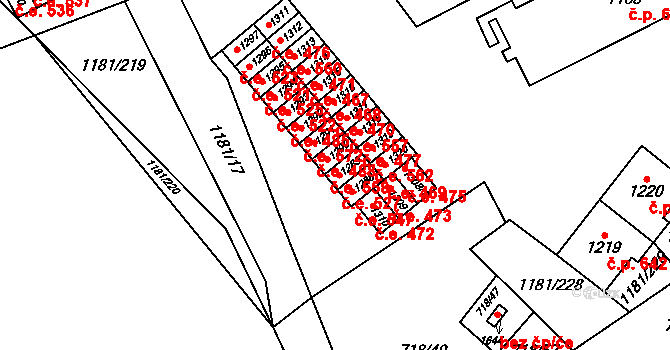 Bílovice nad Svitavou 527 na parcele st. 1289 v KÚ Bílovice nad Svitavou, Katastrální mapa