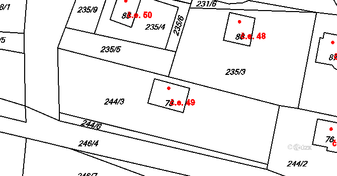 Butov 49, Stříbro na parcele st. 78 v KÚ Butov, Katastrální mapa