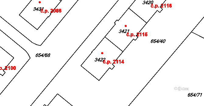 Zábřeh 2114, Ostrava na parcele st. 3422 v KÚ Zábřeh nad Odrou, Katastrální mapa
