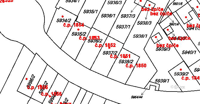 Velké Meziříčí 1851 na parcele st. 5937/2 v KÚ Velké Meziříčí, Katastrální mapa