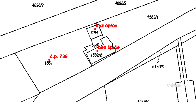 Černošice 39585298 na parcele st. 1582/2 v KÚ Černošice, Katastrální mapa