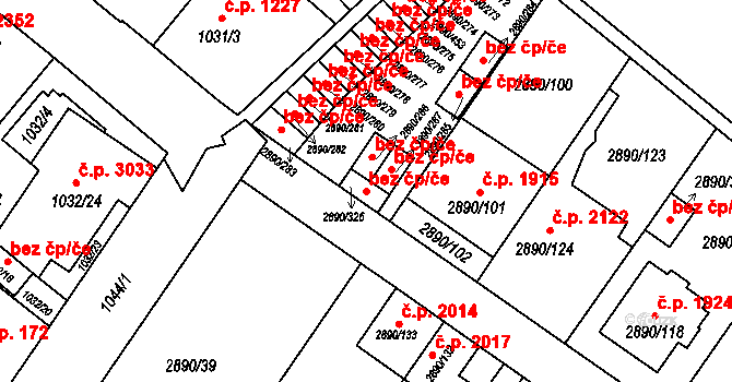 Opava 43808298 na parcele st. 2890/326 v KÚ Opava-Předměstí, Katastrální mapa