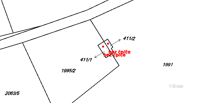 Jablonné v Podještědí 45903298 na parcele st. 411/1 v KÚ Heřmanice v Podještědí, Katastrální mapa