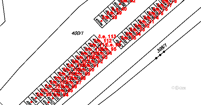 Vysokov 95 na parcele st. 400/34 v KÚ Vysokov, Katastrální mapa