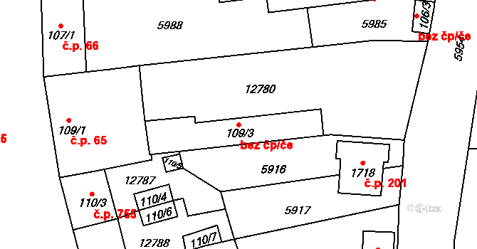 Hrušovany nad Jevišovkou 47500298 na parcele st. 109/3 v KÚ Hrušovany nad Jevišovkou, Katastrální mapa