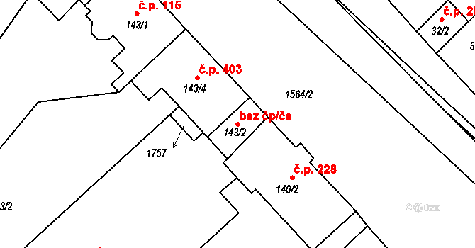 Brozany nad Ohří 47604298 na parcele st. 143/2 v KÚ Brozany nad Ohří, Katastrální mapa