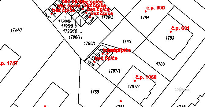 Praha 49577298 na parcele st. 1787/5 v KÚ Braník, Katastrální mapa