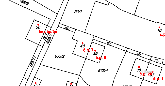 Nemněnice 7, Černovice na parcele st. 40 v KÚ Nemněnice, Katastrální mapa