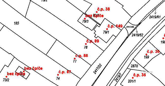 Klenčí pod Čerchovem 89 na parcele st. 78 v KÚ Klenčí pod Čerchovem, Katastrální mapa