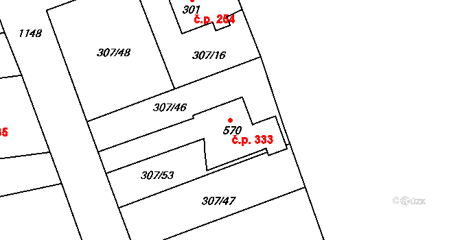 Velká Ves 333, Broumov na parcele st. 570 v KÚ Velká Ves u Broumova, Katastrální mapa