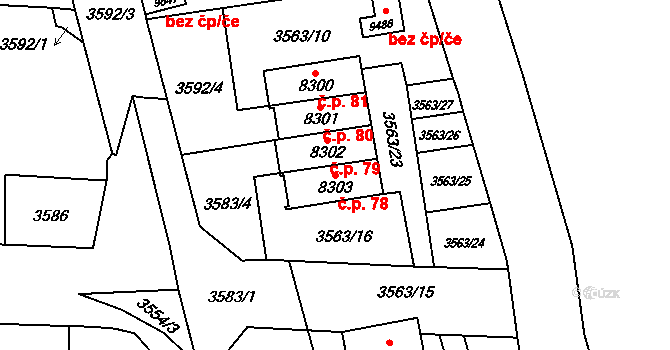 Cihelna 78, Pardubice na parcele st. 8303 v KÚ Pardubice, Katastrální mapa
