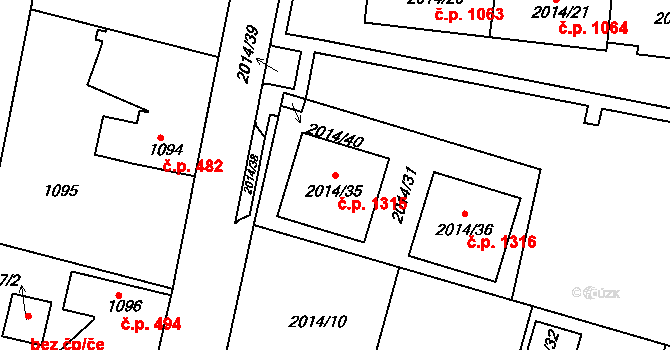 Nýřany 1315 na parcele st. 2014/35 v KÚ Nýřany, Katastrální mapa