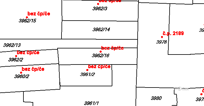 Prostějov 79484298 na parcele st. 3962/16 v KÚ Prostějov, Katastrální mapa