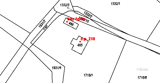 Valy 218, Krompach na parcele st. 465 v KÚ Krompach, Katastrální mapa