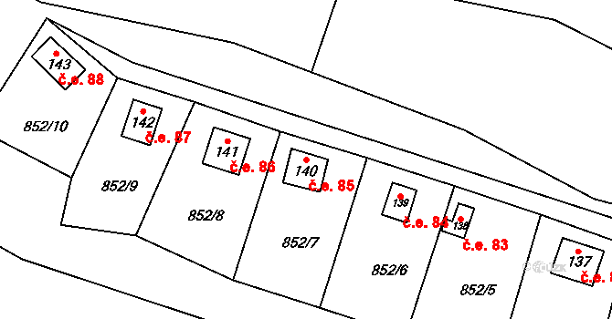 Klokočůvek 85, Odry na parcele st. 140 v KÚ Klokočůvek, Katastrální mapa