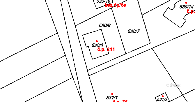 Trnávka 211 na parcele st. 530/3 v KÚ Trnávka u Nového Jičína, Katastrální mapa