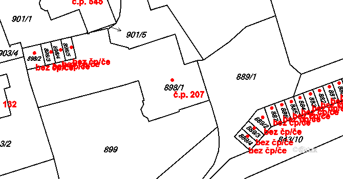 Vimperk II 207, Vimperk na parcele st. 898/1 v KÚ Vimperk, Katastrální mapa