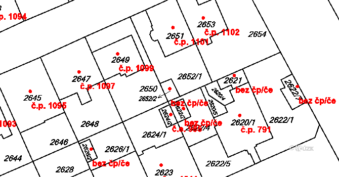 Brno 95134298 na parcele st. 2652/2 v KÚ Černá Pole, Katastrální mapa