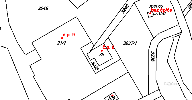 Prorubky 8, Liberk na parcele st. 75 v KÚ Prorubky, Katastrální mapa