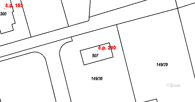 Trnová 210 na parcele st. 507 v KÚ Trnová u Jíloviště, Katastrální mapa
