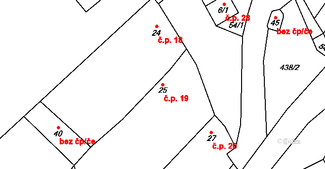 Tupec 19, Veselíčko na parcele st. 25 v KÚ Tupec, Katastrální mapa