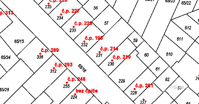 Přerov II-Předmostí 214, Přerov na parcele st. 231 v KÚ Předmostí, Katastrální mapa